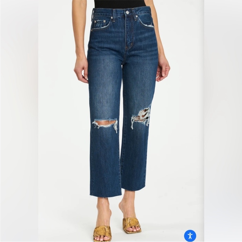 Pistola Cassie Crop Super High Rise Distressed Frayed Hem Jeans | Size 25